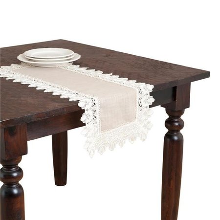 SARO LIFESTYLE SARO 9212.T1636B 36 in. Rectangle Saro Taupe Lace Trimmed Table Runner - Taupe 9212.T1636B